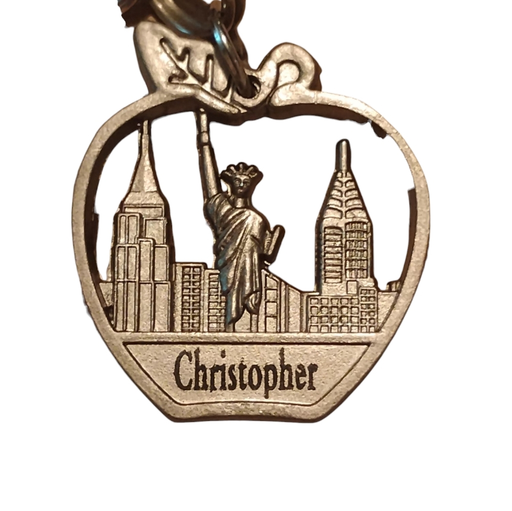 silver New York City twin Towers Keychain Christopher